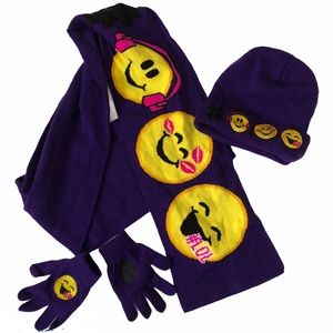 Purple #Emoji scarf #LOL gloves and hat